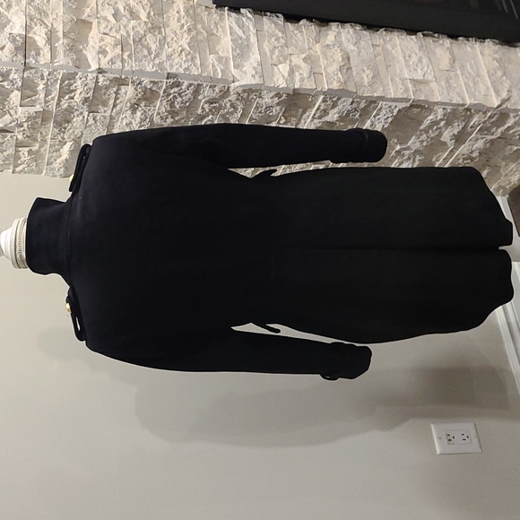 Zara double breasted black pea coat with gold buttons (wool/cashmere) - Picture 9 of 10